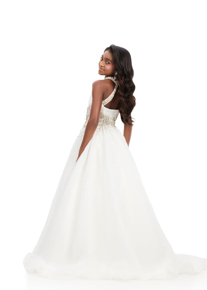 ASHELYlauren 8407 Girls Ivory Teens Pageant Ballgown Crystal Waistline back