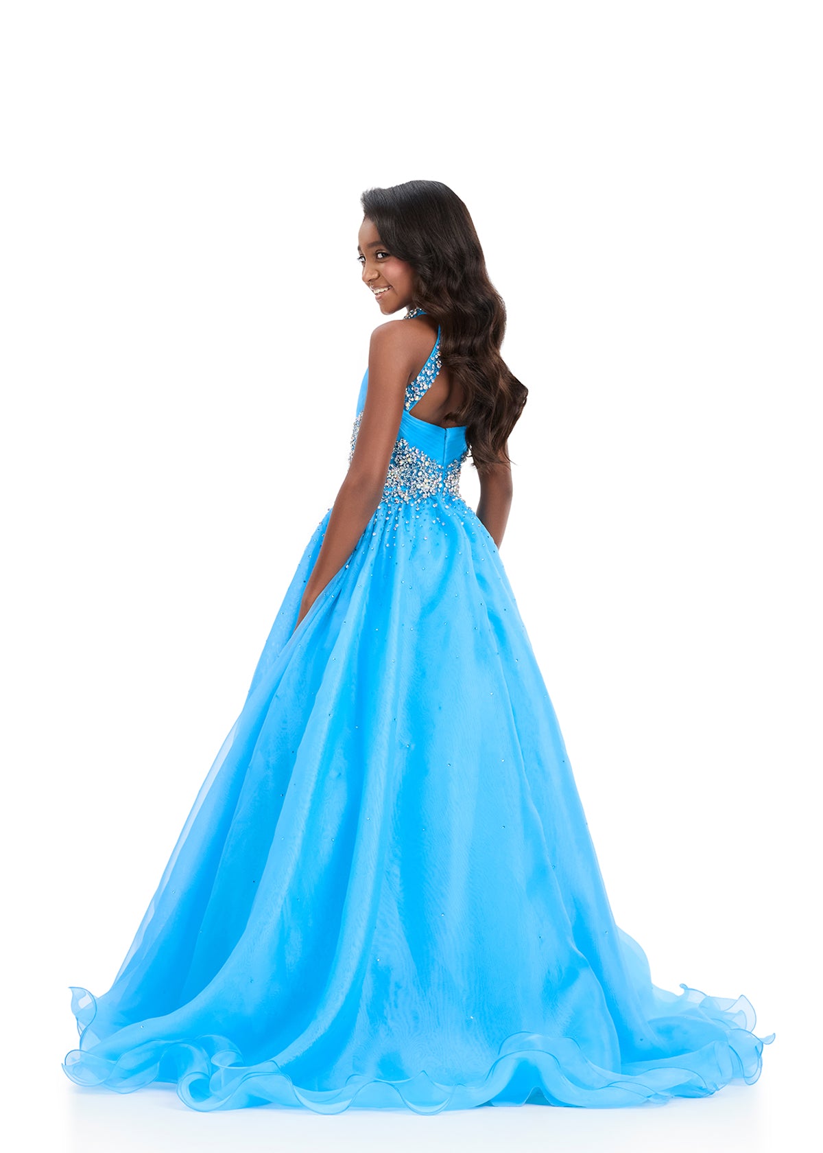 ASHELYlauren_8407_Girls_Teens_Pageant_Ballgown_Crystal_Waistline_Peacock back