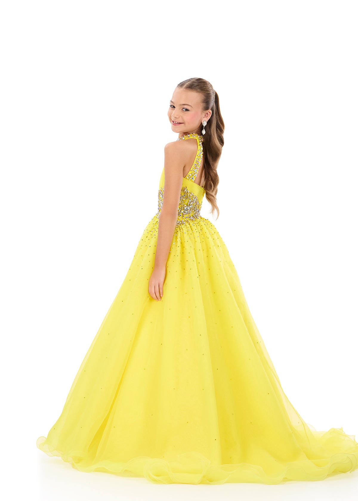 ASHELYlauren_8407_Yellow Girls_Teens_Pageant_Ballgown_Crystal_Waistline back