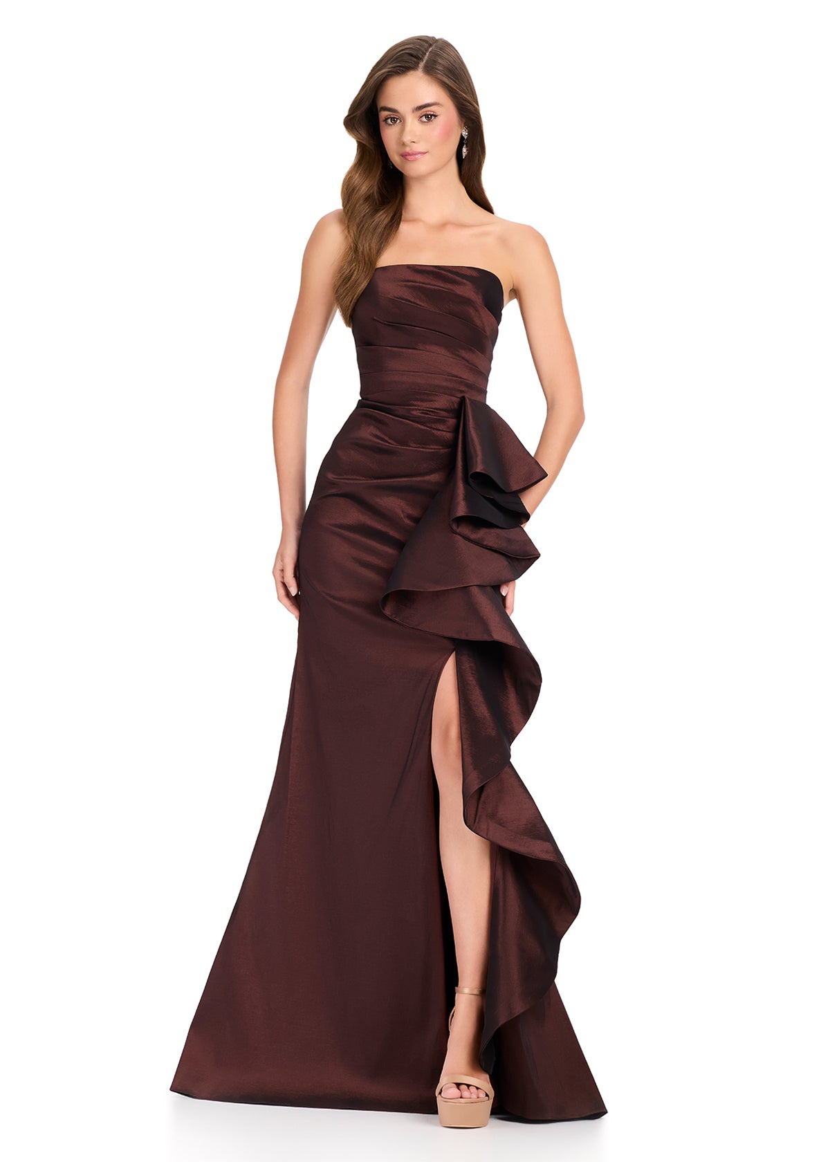 ASHLEYlauren 11751 Chocolate Dress
