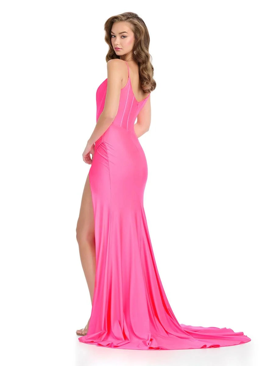 ASHLEYlauren 11900 Hot Pink Formal Dress back