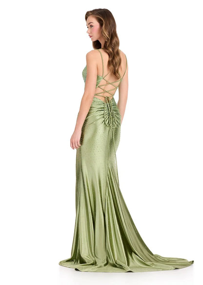 ASHLEYlauren 12412 sage prom dress sweetheart neckline back