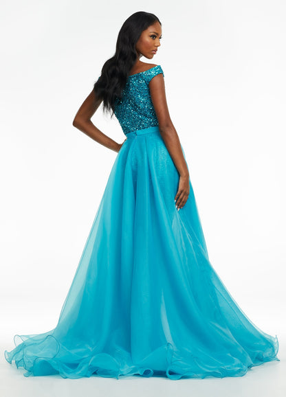 ASHLEYLauren 1740 Turquoise Long Layered Organza Overskirt with Wire Hem  Layered Train Detachable Add extra flair to your favorite dress, romper, bodysuit or jumpsuit with this organza overskirt with wire hem. The skirt is complete with a sweeping train. This Pageant Over Skirt can be the Glamorous Touch to any Formal Wear Style Including Bridal & Wedding Gowns. 