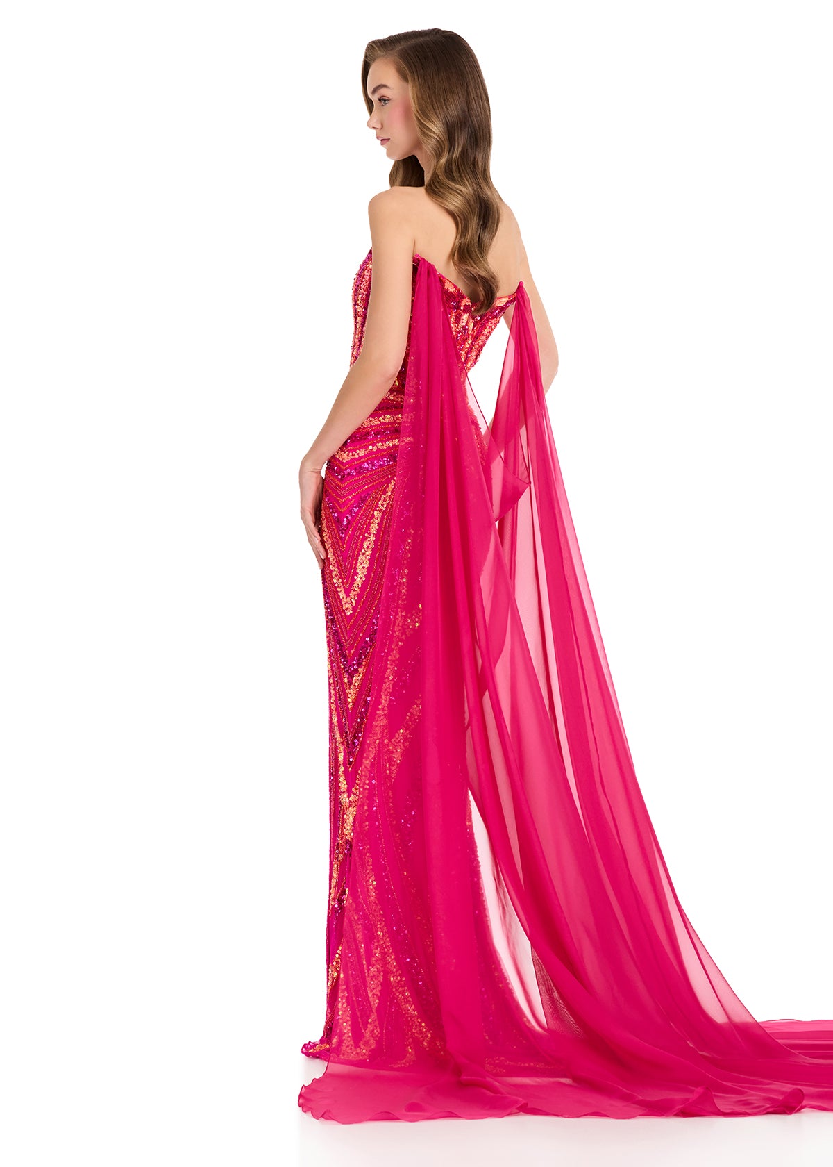 ASHLEYlauren 1868 flowy chiffon cape pageant wear – Glass Slipper