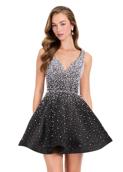 ASHLEYlauren 40081 Black Pearl Cocktail Dress