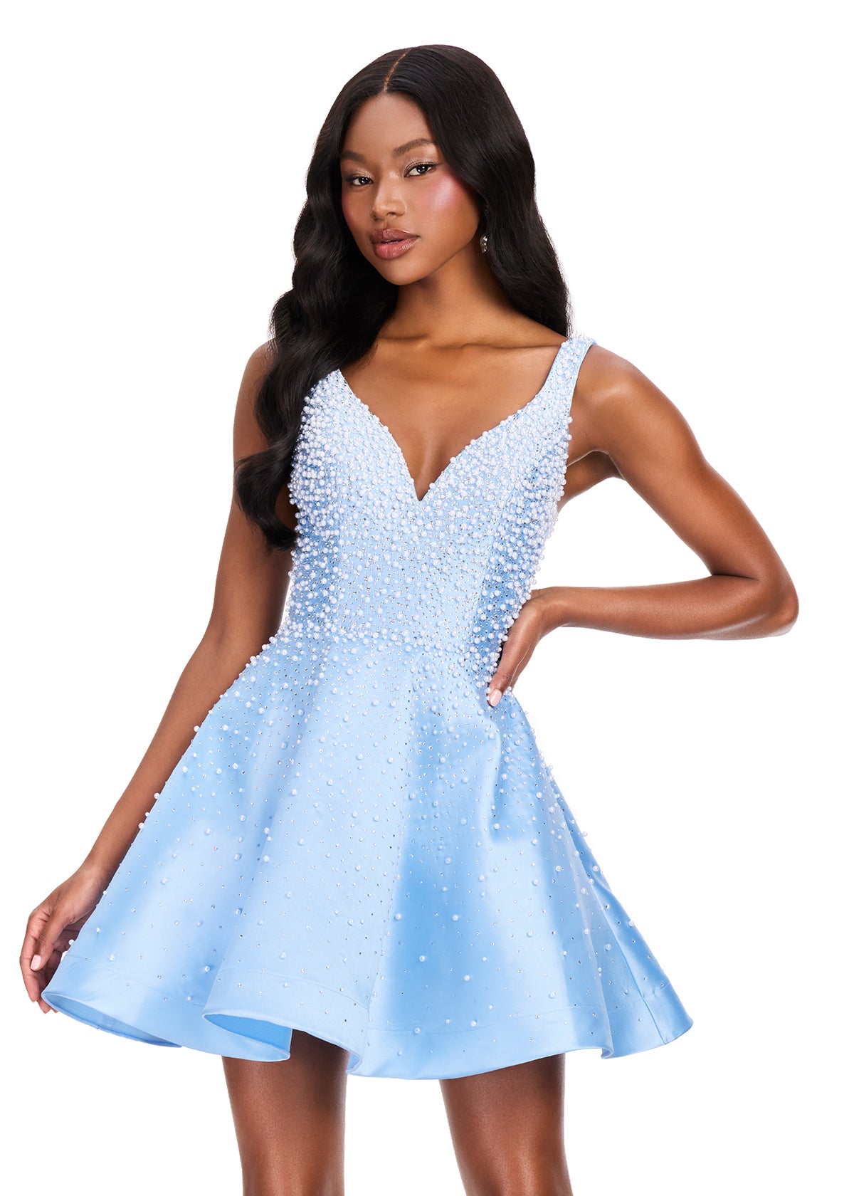 ASHLEYlauren 40081 Sky Pearl Cocktail Dress