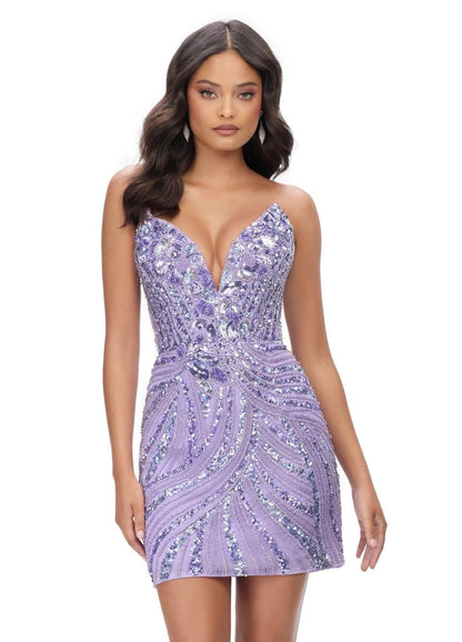 ASHLEYlauren 4500 Lilac cocktail dress