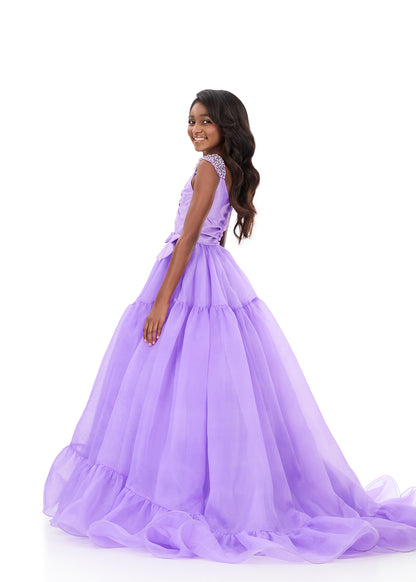 ASHLEYlauren 8340 Lilac Kids Organza Ball Gown Ruffles