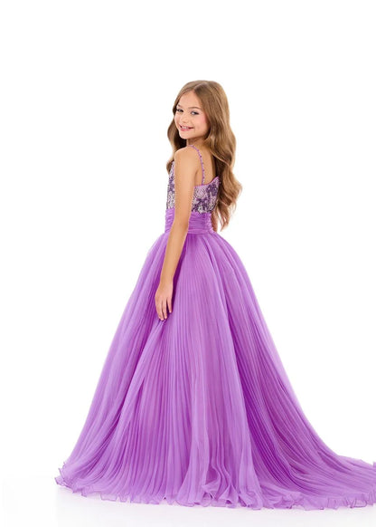 ASHLEYlauren 8367 Girls Orchid One Shoulder Pageant Gown