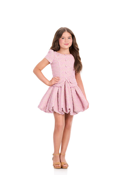ASHLEYlauren 8402 Girls Orchid Short Tweed Dress Bubble Skirt