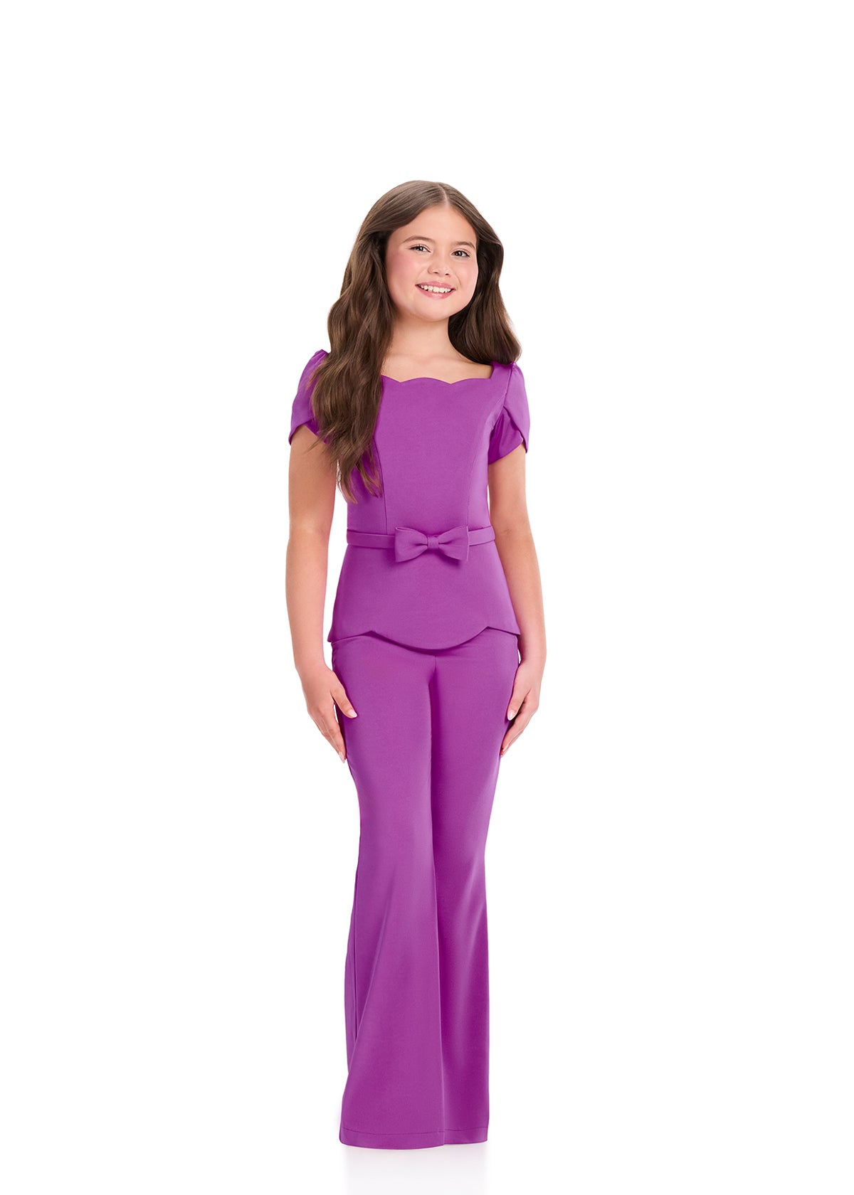 ASHLEYlauren 8403 Purple Girls Teens Pageant Jumpsuit