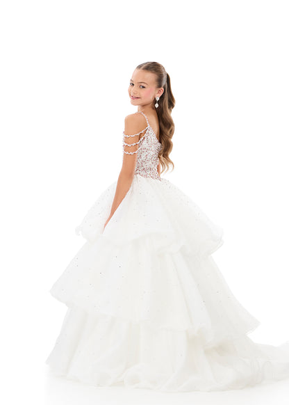 ASHLEYlauren 8406 Ivory Girls Pageant Dress back
