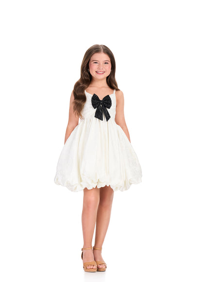 ASHLEYlauren 8409 girls white brocade short dress with bubble skirt