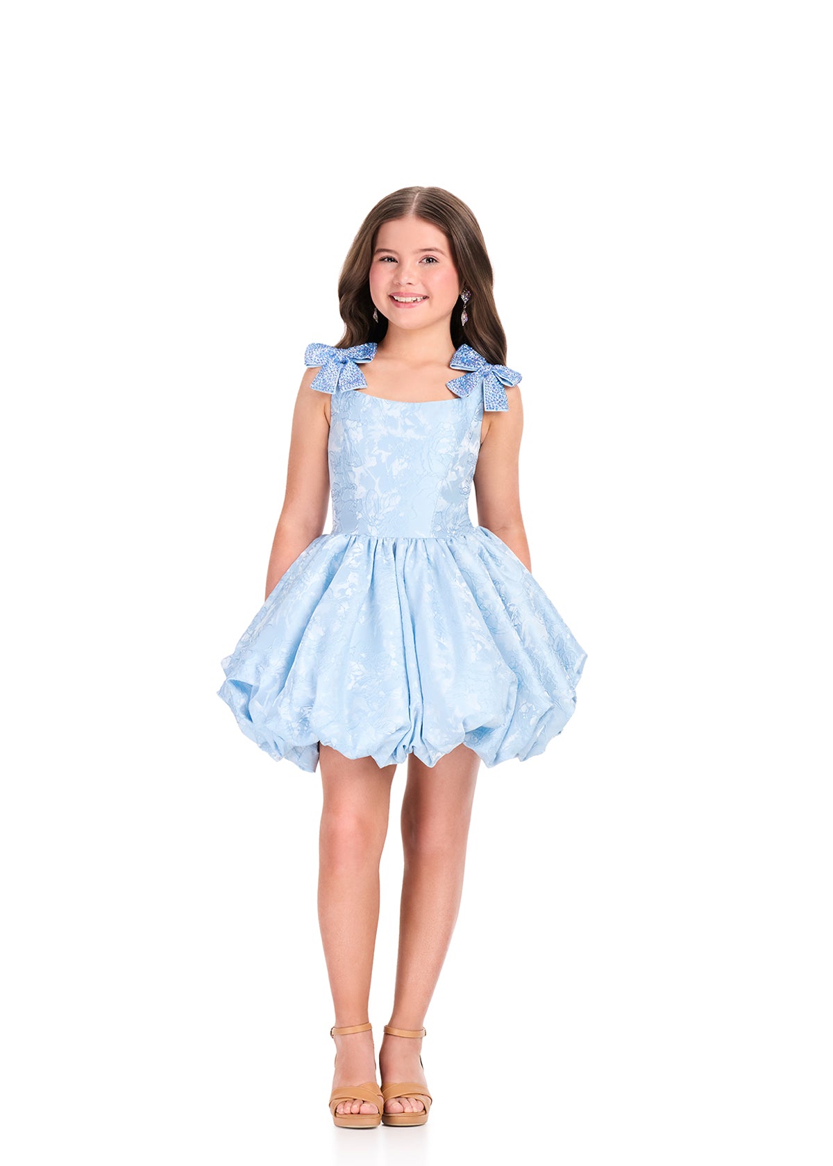ASHLEYlauren 8410 Sky Blue Girls Short Bubble Dress
