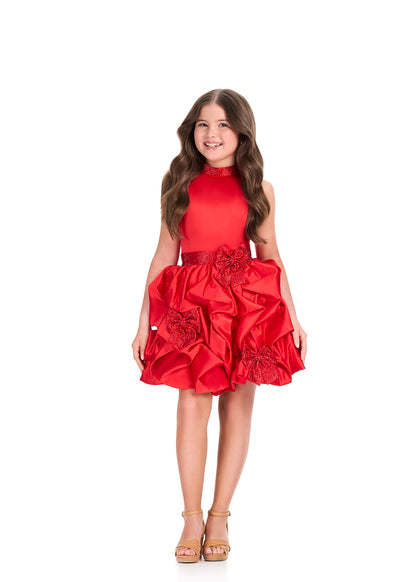 ASHLEYlauren 8414 Girls Red Short Satin Dress
