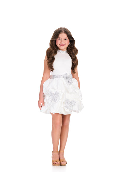 ASHLEYlauren 8414 Ivory Girls Short Satin Dress
