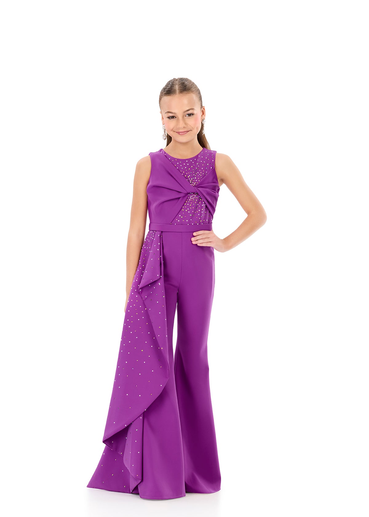 ASHLEYlauren Style 8341 Kids Purple Jumpsuit Side Ruffle