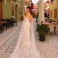 Amarra Bridal "Elizabeth" 84377 Sequin Lace Fitted Wedding Dress Cape Sleeve Bridal off the shoulder
