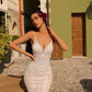 Amarra Bridal Sadie 84383 Size 4 Fitted sheer lace wedding dress Bridal Gown Train V Neck Elegant