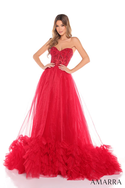 Amarra 88339 prom dress offers impeccable style and elegance. The layers of pleated tulle create a striking ballgown silhouette that is sure to turn heads. Perfect for pageants or special occasions, this dress is a must-have for any fashion-forward individual.

