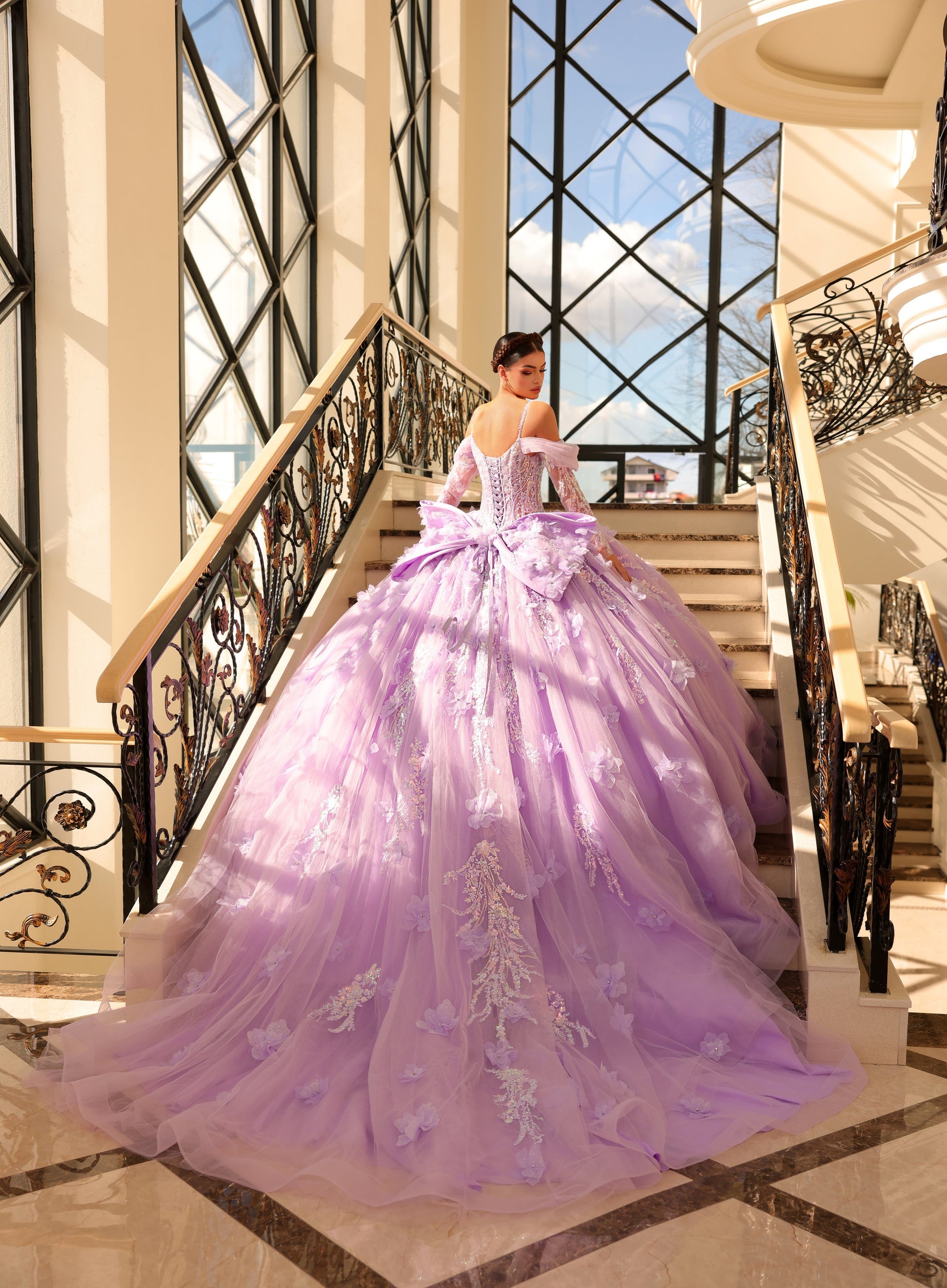 Amarra 54204 Quinceanera Dress Train Long Sleeve Bow Flowers Sequins Ballgown off the Shoulder 8 / Hot Pink Amarra 54204 Quinceanera Dress Train Long Sleeve Bow Flowers Sequins Ballgown off the Shoulder 8 / Hot Pink