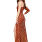 Ashley Lauren 1977 Amber Prom and Formal Evening Wear Pageant Dress. Fitted hand beaded pageant gown featuring one sleeve and a left leg high slit. The long skirt on this evening gown is finished with horsehair trim for fullness. Makes an excellent pageant gown.