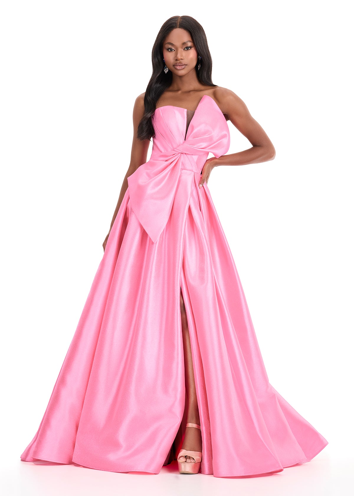 Ashley Lauren 11609 Pink Bow Ball Gown - Prom & Pageant Dresses
