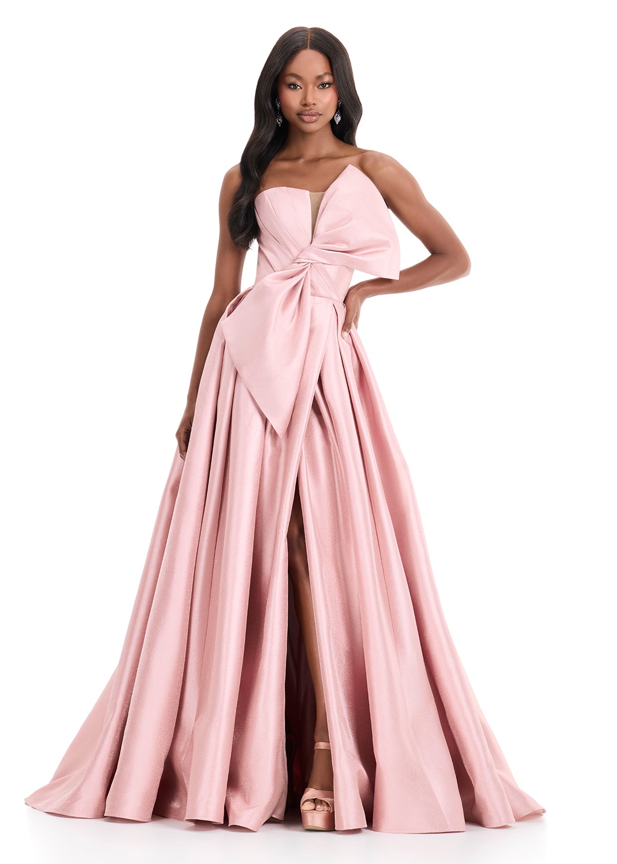 Ashley Lauren 11609 Rose Gold Bow Ball Gown - Prom & Pageant Dresses