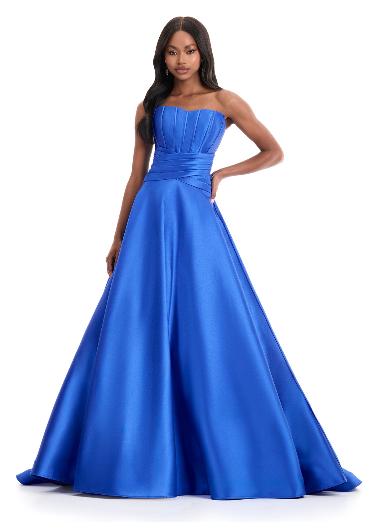 Ashley Lauren 12055 Royal Corset Ballgown Fitted Mikado Satin Dress