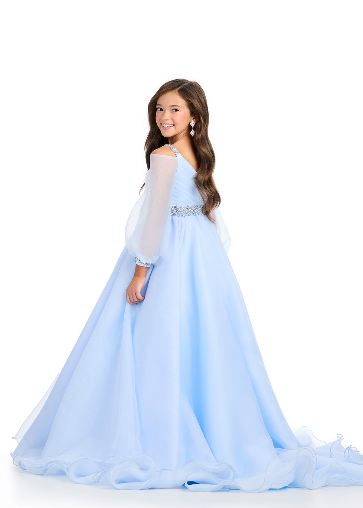 ASHLEYlauren 8273 Size 10 Hot Pink Girls Pageant Dress Long Sleeve Ballgown Formal Kids Gown