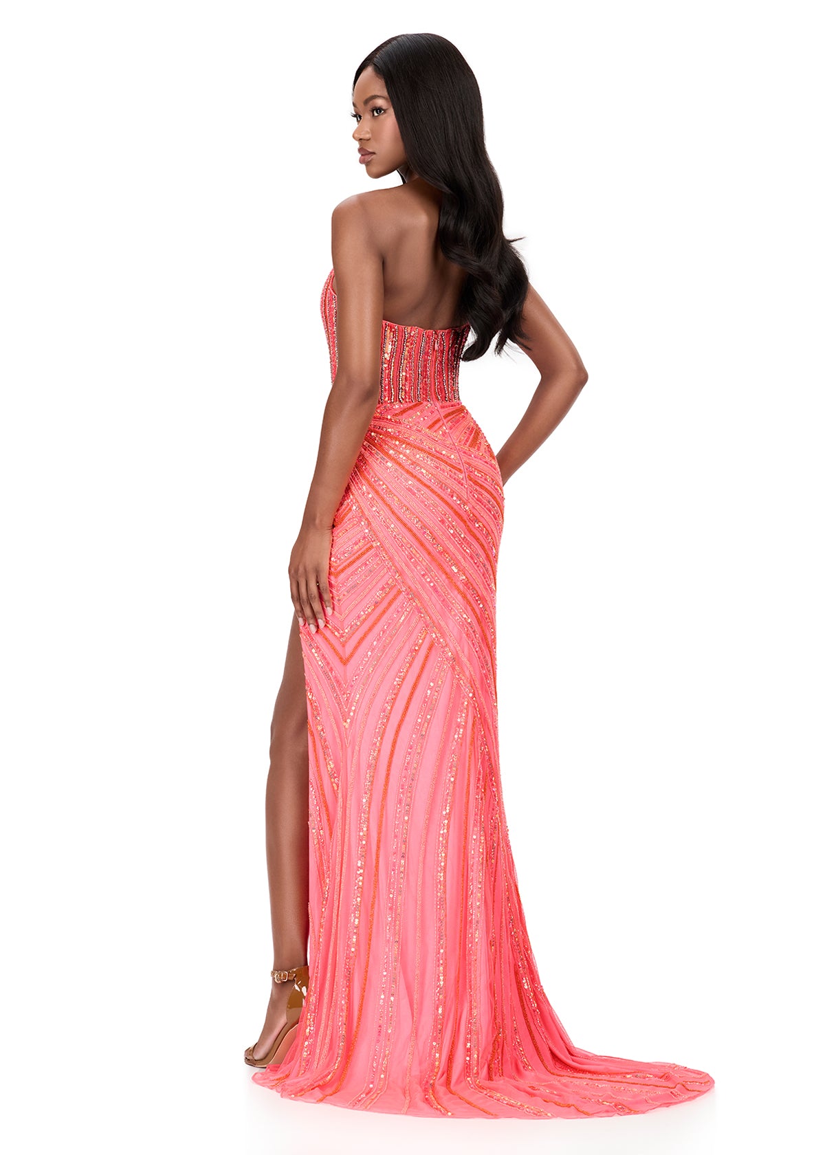 Ashley Lauren Style 12150 Electric Pink Long Prom Dress Pageant Formal Evening Gown