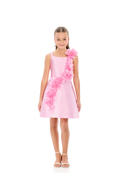 Ashleylauren 8370 Girls Ice Pink Short Formal Dress Flower Details