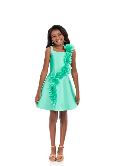 Ashleylauren 8370 Girls Mint Short Formal Dress Flower Details