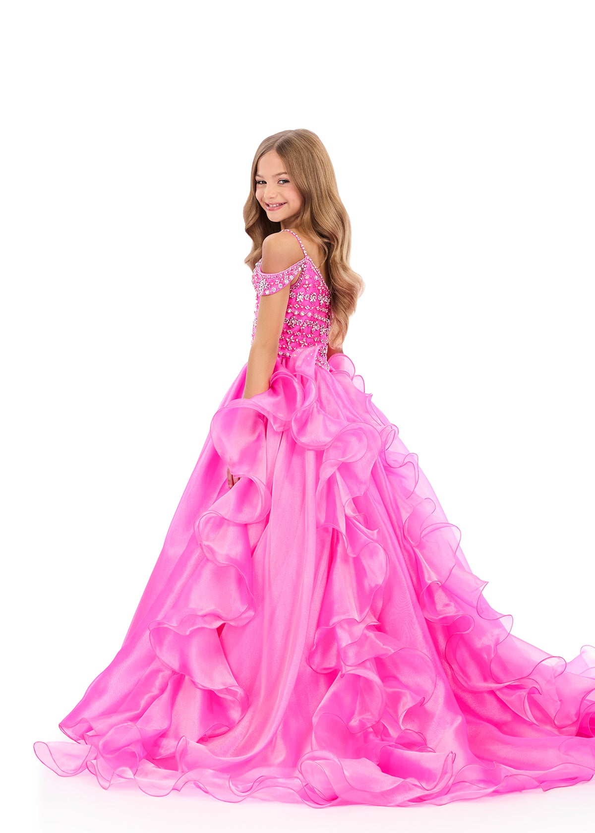 Ashleylauren 8376 Girls Magenta Pageant Dress
