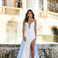 Ava Presley 28558 Size 4 White Long Pageant Dress Cape Crystal Maxi Slit Formal Gown