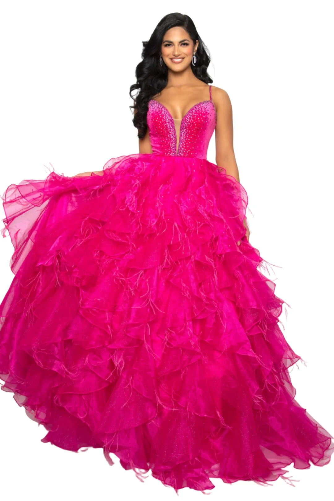 Ava Presley 39554 Size 2,6 White Feather Velvet Dress A Line Ruffle Ba Glass Slipper Formals Ava Presley 39554 Size 2,6 White Feather Velvet Dress A Line Ruffle Ba Glass Slipper Formals