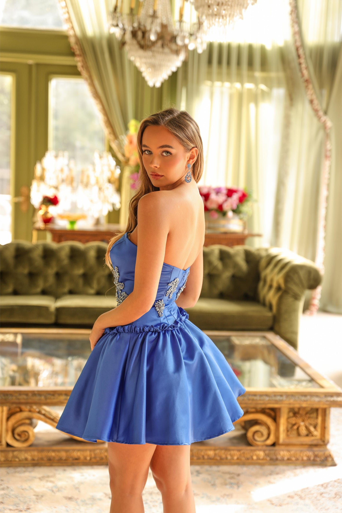 Ava Presley 29841 Homecoming Dress Drop Waist Ruffle Strapless