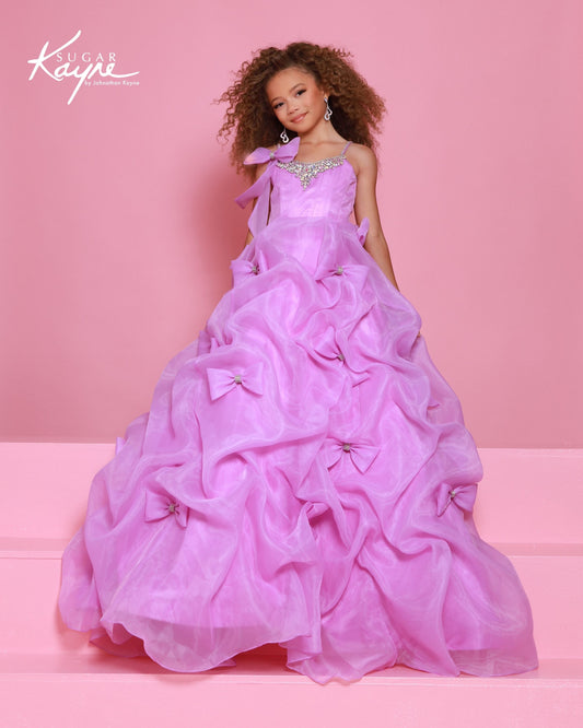 Sugar Kayne C399 Girls Pageant Dress Bows Pickups Ball Gown Crystals