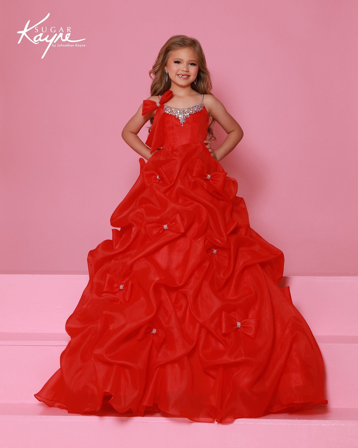 Sugar Kayne C399 Girls Pageant Dress Bows Pickups Ball Gown Crystals