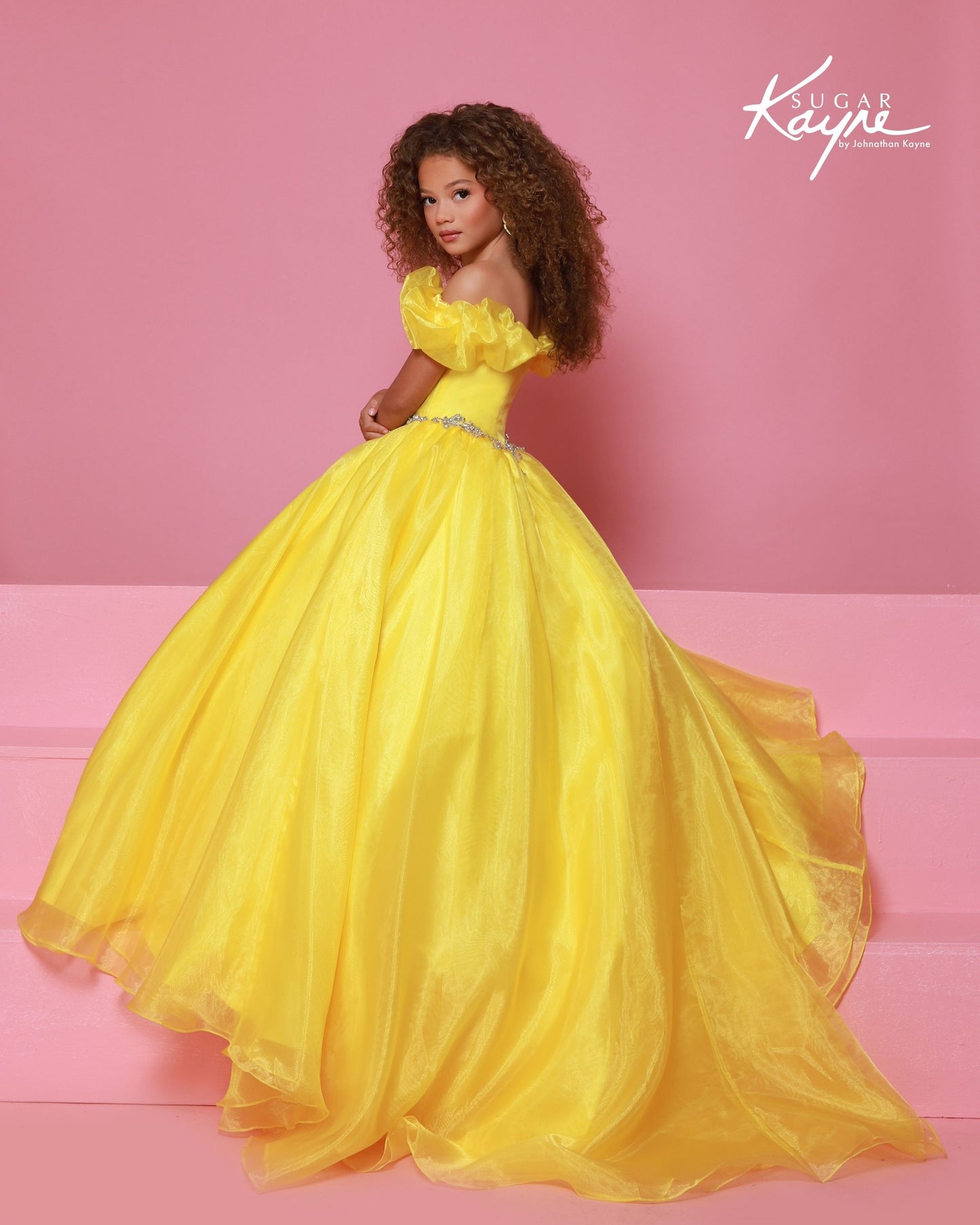 Sugar Kayne C410 Girls Pageant Dress Off the Shoulder Ball Gown Princess