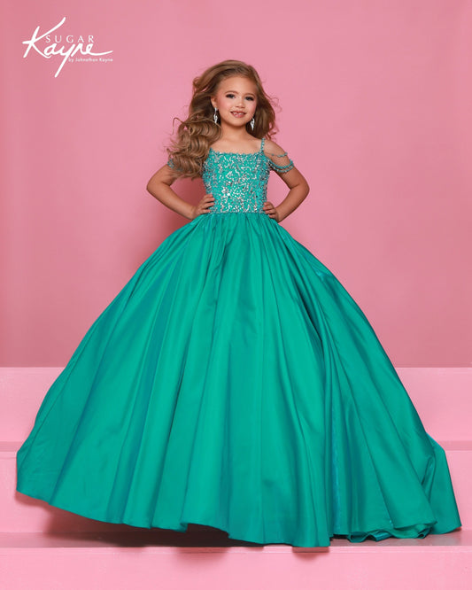 Designer: Sugar Kayne — Style C416
Sugar Kayne style C416 is a versatile girls pageant dress crafted from high-quality special occasion fabrics. Designed for comfort, movement, and standout style, this gown helps her feel confident and camera-ready at every event.

Sizes: 2–16
Colors: Boysenberry, Teal, Soft White