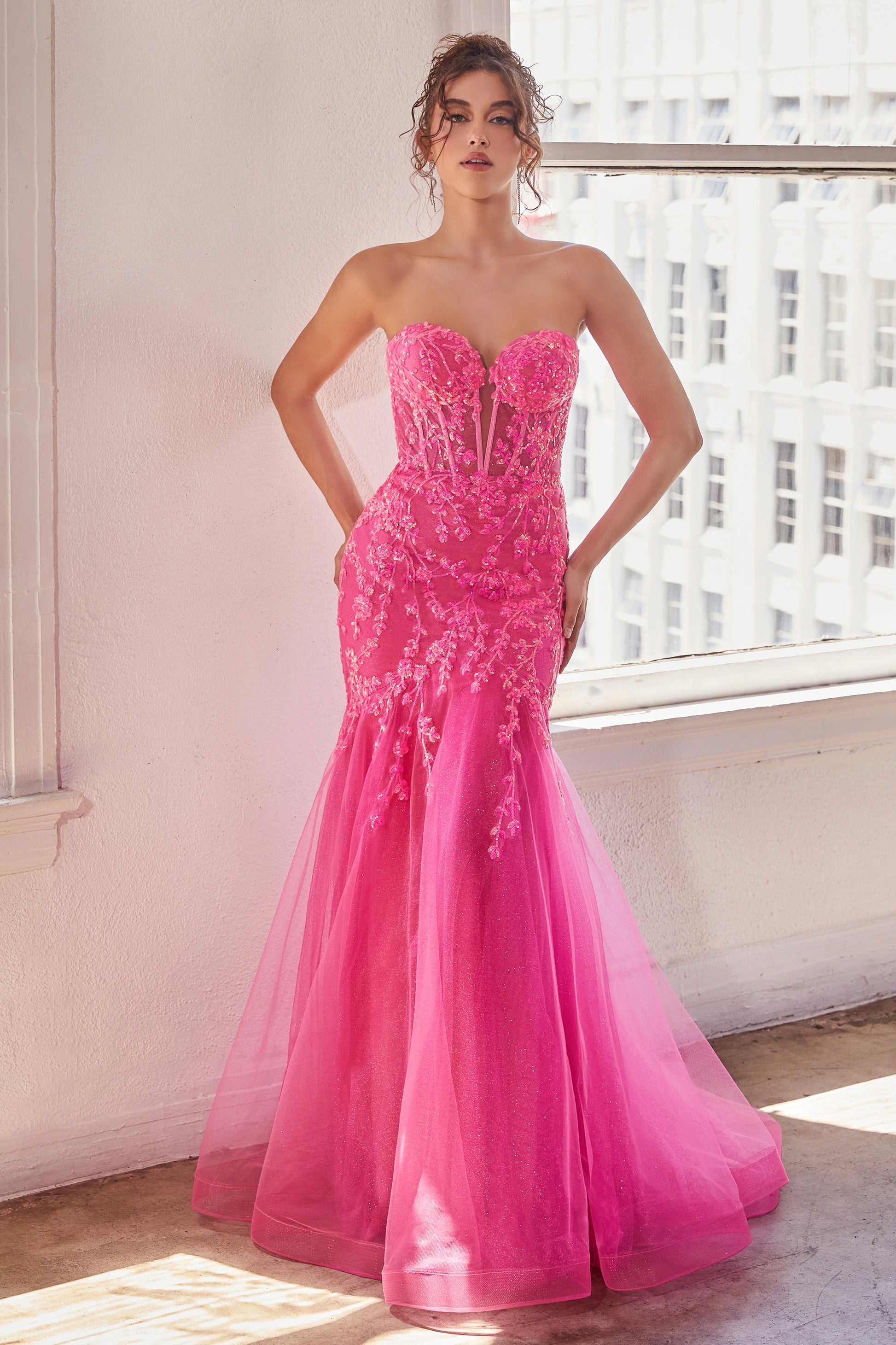 Ladivine CB139 Sheer Corset Shimmer Mermaid Sequin Prom Dress Straples Glass Slipper Formals Ladivine CB139 Sheer Corset Shimmer Mermaid Sequin Prom Dress Straples Glass Slipper Formals