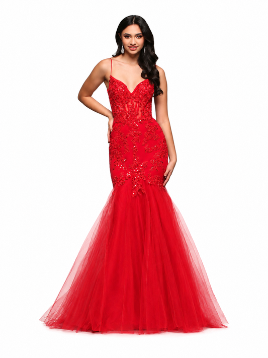 Candice Wang 72321 Size 4 Red Mermaid Prom Dress