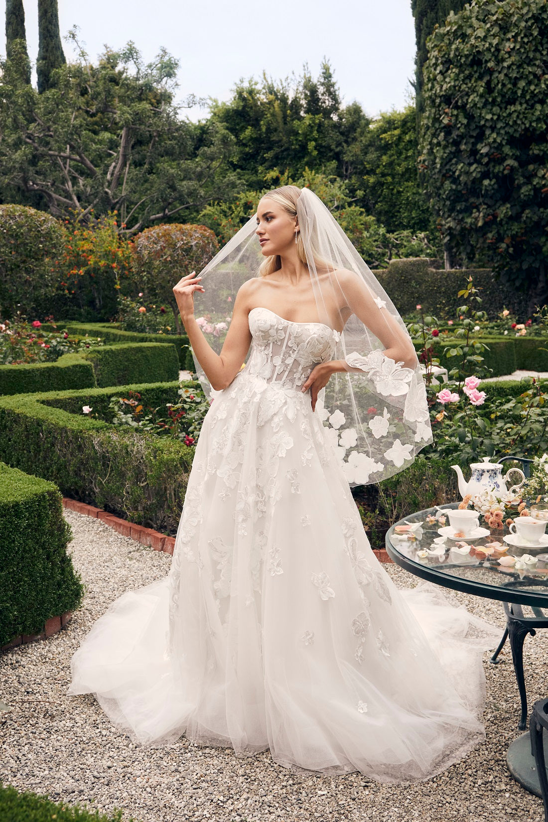 Casablanca Bridal 2540 Elloise A-Line Ballgown Strapless Sheer Floral Corset Sweetheart Neckline Open Back Train Wedding Gown 8 / ISONIS Casablanca Bridal 2540 Elloise A-Line Ballgown Strapless Sheer Floral Corset Sweetheart Neckline Open Back Train Wedding Gown 8 / ISONIS