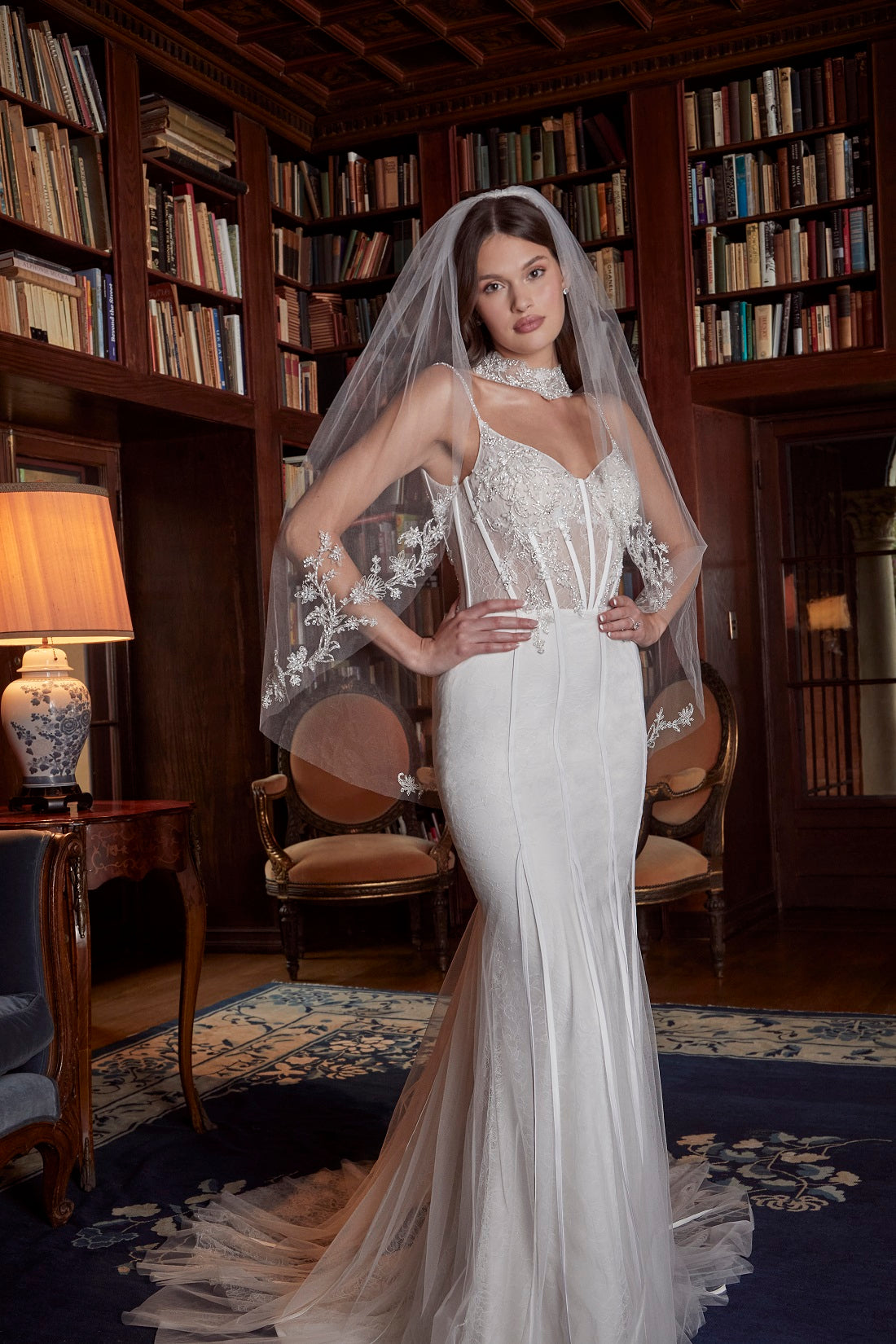 Casablanca Bridal 2542 Chanel Fit And Flare Sheer Corset Crystal Embel –  Glass Slipper Formals