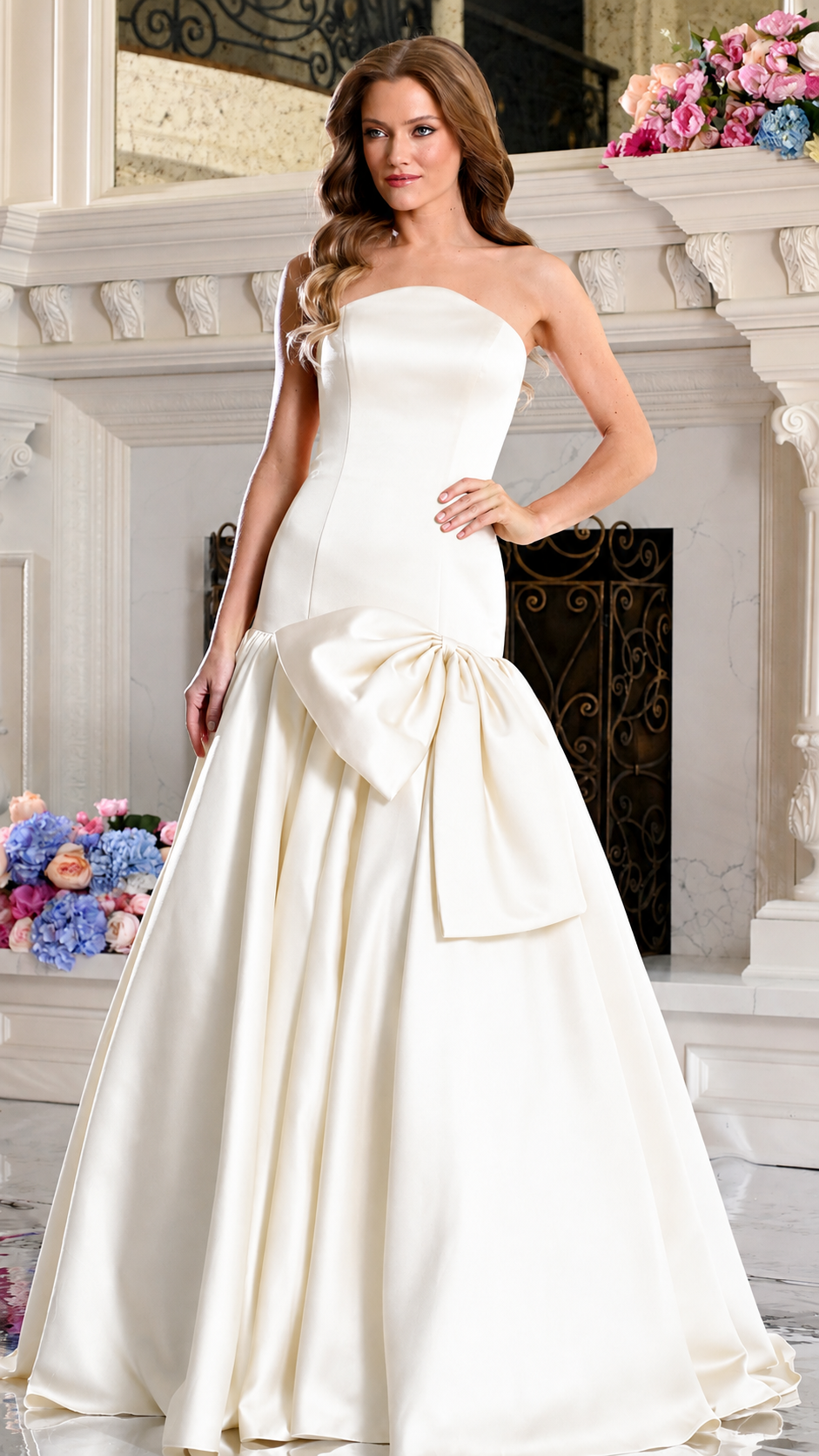 Colors Dress 4058 satin mermaid prom dress in Off White — 2027