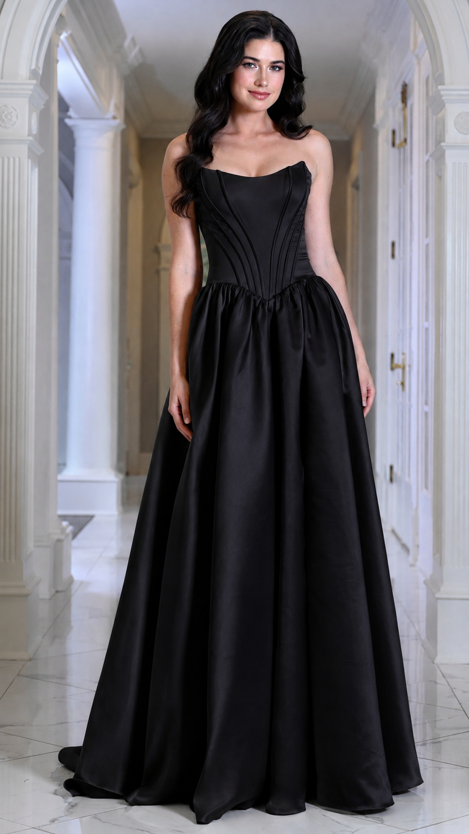 Colors Dress 3997 satin a-line prom dress in BLACK — 2027