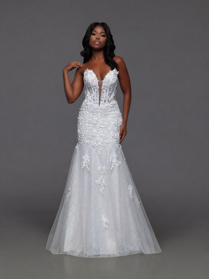 Candice Wang 72443 Size 2 White Lace Prom Dress Mermaid Sequin Corset Glass Slipper Formals Candice Wang 72443 Size 2 White Lace Prom Dress Mermaid Sequin Corset Glass Slipper Formals