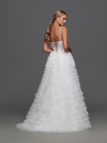 Davinci Bridal F133 Size 4, 14 Wedding Dress Sheer Corset Beaded Layered ruffle Ballgown A Line