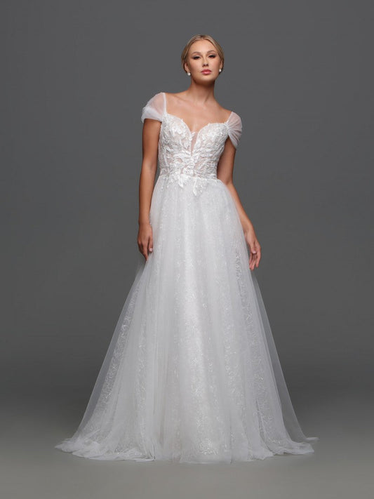 Davinci-Bridal-F135-Wedding-Dress-off-the-shoulder-chiffon-sleeves-lace-A-line-skirt-with-tulle-overlay